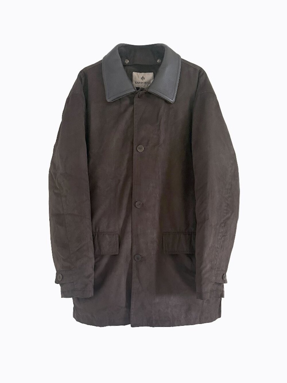Vtg Rainforest Mens XL Brown Down Chore Coat Leather Collar Field Jacket 90s Y2K